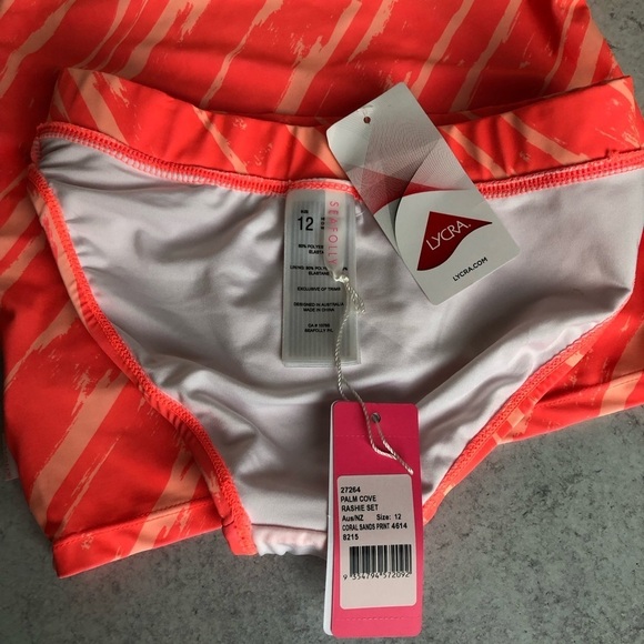 Seafolly Kids Palm Cove Coral Swim Rashie Set Size 12 - Picture 2 of 8